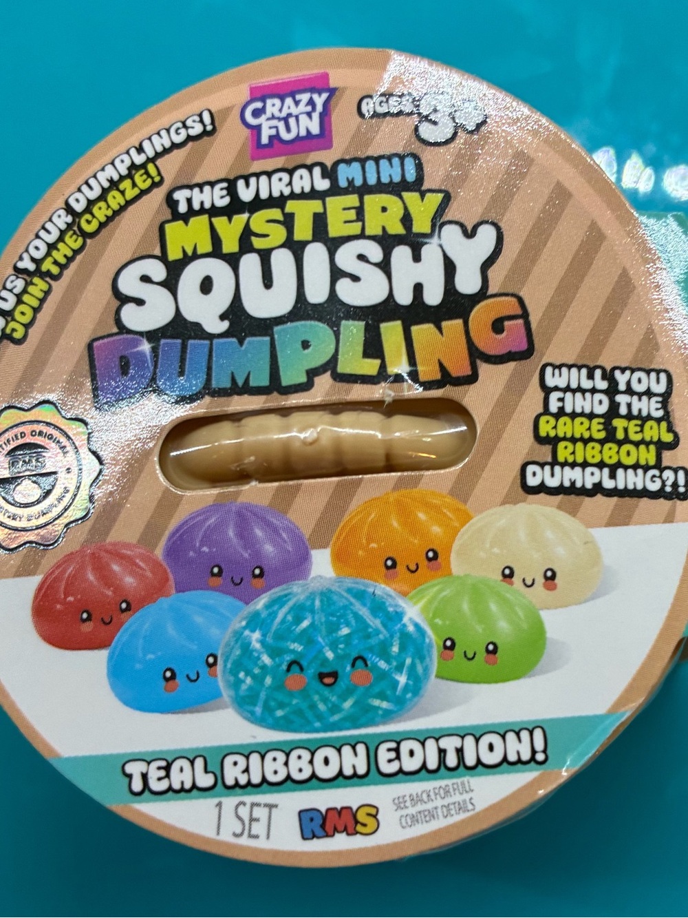 Brand New Sealed! Teal Mystery Squishy Dumpling – Teal Ribbon Edition